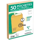 Clairefontaine 500x Versandtaschen haftklebend Kraft 176x250mm/B5 90g - Braun 5744C