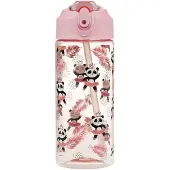 Baagl Panda Trinkflasche 500ml mit Strohhalm