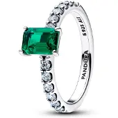 Pandora 194506C01 Silberring für Damen Rechteckiger Funkelnder Grüner Heiligen