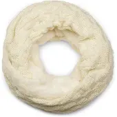 StyleBREAKER Strickschal "Feinstrick Loop mit Flecht Muster und Teddyfleece", Damen, weiß (creme, beige), Obermaterial: 100% Viskose CV., Modisch, Modetücher Strickschal