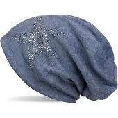 StyleBREAKER Beanie "Beanie Mütze mit Strass Nieten Stern" 1 Stk.
