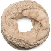StyleBREAKER Strickschal "Feinstrick Loop mit Flecht Muster und Teddyfleece" 1 Stk.