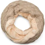 StyleBREAKER Strickschal "Feinstrick Loop mit Flecht Muster und Teddyfleece" 1 Stk.