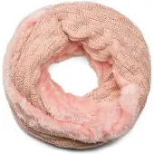 StyleBREAKER Strickschal "Feinstrick Loop mit Flecht Muster und Teddyfleece" 1 Stk.