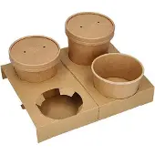 Papstar 100 Tragetabletts, Pappe pure 3,6 cm x 19,8 cm x 24,1 cm braun für 4 Suppenbecher