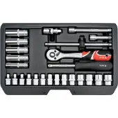 YATO YT-14461, Chrom-Vanadium-Stahl, Schwarz, Metallisch, Rot, 25 Werkzeug