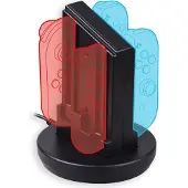 Qware Ladestation kompatibel mit Nintendo Switch Controller – 4-in-1 Lade-Dock mit USB-C Anschluss