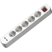 Plastrol Steckdosenleiste 5-fach Schuko 250V 16A 3m mit Schalter 2xUSB