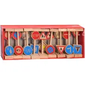Gerkimex Playwood Holz Verkehrszeichen Spielzeug - 18-teilig - Lernspielzeug