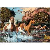 Dino Bikes Dino Puzzle Pferde - 1000 Teile Tiere Puzzle Karton