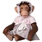 ASI Animal Reborn-Serie Affenpuppe 32 cm Vinyl Rosa bewegliche Gliedmaßen handgenähte Kleider