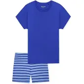 Schiesser Shorty "Casual Essentials" 2 mit unifarbenem Shirt und gestreifter Hose