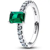 Pandora 194506C01 Silberring für Damen Rechteckiger Funkelnder Grüner Heiligen