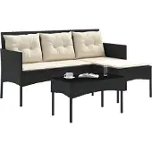 vidaXL Gartensofa-set mit Kissen 2 pcs Schwarz und Creme Poly-Rattan