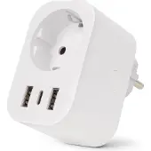 Entac WIFI Steckdosenadapter 1-fach mit 2x USB-A/1x USB-C