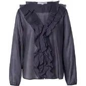 Comma Bluse Romantische Lyocell-Voile-Bluse mit Knopfleiste