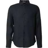 Superdry für Herren. M4011103A Marineblaues Leinenhemd Riviera (S), Lässig, Klassisch, Langarm