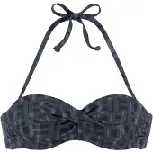 Elbsand Bügel-Bandeau-Bikini-Top "Letra", Damen, Gr. 32, Cup A, schwarz, Recycling-Polyamid, bedruckt, Bikini-Oberteile Bügel-Bandeau-Bikini-Top, mit tollem Wording