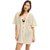 Roxy Blusenkimono "Moana Story", Damen, Gr. S, beige (pebble), Obermaterial: 50% Baumwolle, 50% Polyester., Blusen Blusenkimono