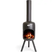Bonfeu BonBini Gartenkamin Schwarz - Terrassenofen - Feuerstelle für entspannte Abende - Feuersäule Outdoor - Terrassenkamin - Gartenofen aus hochwertigem Stahl