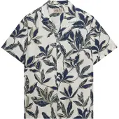 Superdry für Herren. M4011136A Cabana Poolside Hemd beige (M), Lässig, Baumwolle, Kurzarm