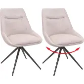 Mendler 2er-Set Esszimmerstuhl MCW-M65, Küchenstuhl Lehnstuhl Stuhl, drehbar Auto-Position Metall Stoff/Textil creme-beige