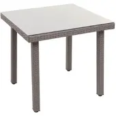 Mendler Poly-Rattan Gartentisch Cava, Esstisch Beistelltisch Tisch mit Glasplatte, 80x80cm grau