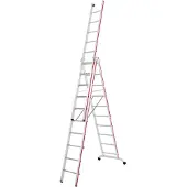 Hymer Aluminium-Allzweckleiter - dreiteilig - max. Länge 7.220 mm - gebogene Traverse - Aluleiter -