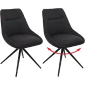 Mendler 2er-Set Esszimmerstuhl MCW-M65, Küchenstuhl Lehnstuhl Stuhl, drehbar Auto-Position Metall Stoff/Textil anthrazit