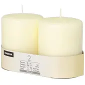 Starpak 2 Stumpenkerzen Ø 80 mm mit Flachkopf 100 mm - elfenbein "Ivory"