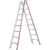 Hymer Sprossenstehleiter, beidseitig begehbar, 2x8 Sprossen, senkr. Höhe 2,30 m, Reichhöhe 3,63 m, Gewicht 9,2 kg