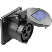 Pce 313-6x CEE-Anbausteckdose gerade (70x70mm) 16A 3p 6h IP44/IP54 schwarz 3136x