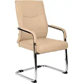 CLP Esszimmerstuhl Hobart Freischwinger gepolstert mit Rückenlehne und Armlehnen khaki Material Kunstleder
