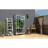 Pergart Vitavia Balkon- und Anlehn-Gewächshaus "Stad" aluminium eloxiert 3 mm ESG mit Rollfundament