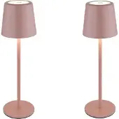 Globo Lighting 2x LED Tischleuchte, pink, Metall, Akku, Touchdimmer, H 28 cm