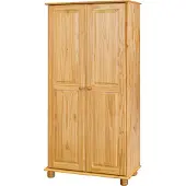 SIT Möbel Kleiderschrank mit 2 Türen | Kiefer-Holz massiv | natur | B 82 x T 52 x H 170 cm | 19000-68 | Serie SCHRANK