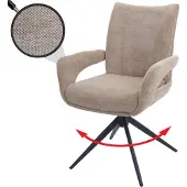 MCW Esszimmerstuhl MCW-O78, Küchenstuhl Stuhl, drehbar Auto-Return, Stoff/Textil Chenille (310g/m²) hellbraun