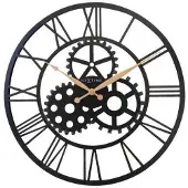 Nextime Wanduhr Birmingham 50 cm, schwarz, Industrie-Design, Metall