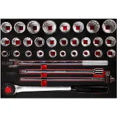 Ks Tools 3/4" Steckschlüssel-Satz in Schaumstoffeinlage 32-tlg 811.0032