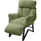 ML-Design Relaxsessel Grün Wohnzimmersessel mit Leinenbezug Fernsehsessel verstellbar mit Armlehnen Fußablage Seitentaschen Loungesessel Polsterstuhl