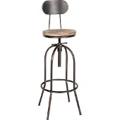 CLP Barhocker Pino Holzsitz mit Rückenlehne höhenverstellbar und drehbar | Farbe bronze