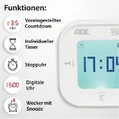 ADE Küchenuhr Weiß