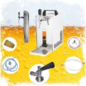 Ich-zapfe Untertheken Komplett Set - Bier Zapfanlage, Bierzapfanlage PYGMY 20/K mit Membranpumpe, 1-leitig Trockenkühlgerät aus Edelstahl, 25 Liter/h, inkl. Schanksäule, Green Line, Korb