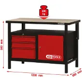 Ks Tools Werkbank mit 3 Schubladen und 1 Tür, H840xB1200xT600mm