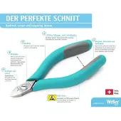 Weller Seitenschneider mit integriertem Drahthalter, ovaler Kopf, Mit partieller Schneidwate, 115mm