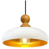 Bamyum Androa Pendellampe Holz 40 cm Lampe 1-flammig Esszimmerlampe Industrial , Deckenleuchte Innen Metall Industrielampe Vintage, Küchenlampe - Weiß