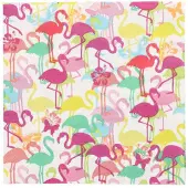 Papstar Servietten, 3-lagig 1/4-Falz 33 cm x 33 cm "Flamingoparty" 200 Stück