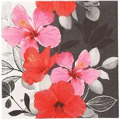 Papstar Servietten, 3-lagig 1/4-Falz 33 cm x 33 cm "Hibiscus" 200 Stück