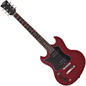 Gear4Music Brooklyn Linkshändige E-Gitarre von Rot