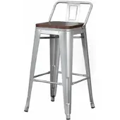 360Home Barhocker, Barstühle, Küchenstühle,Barstuhl mit Rückenlehne, Fußstütze Silber 75X43cm /YSBTD/